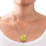 yellow and green beaded pendant necklace