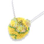 yellow and green beaded pendant necklace