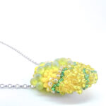 yellow and green beaded pendant necklace