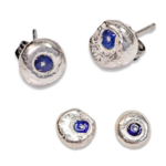 Small silver pebble stud earrings