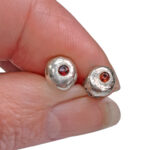 Small silver pebble stud earrings