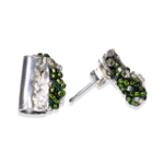 silver studs - green earrings